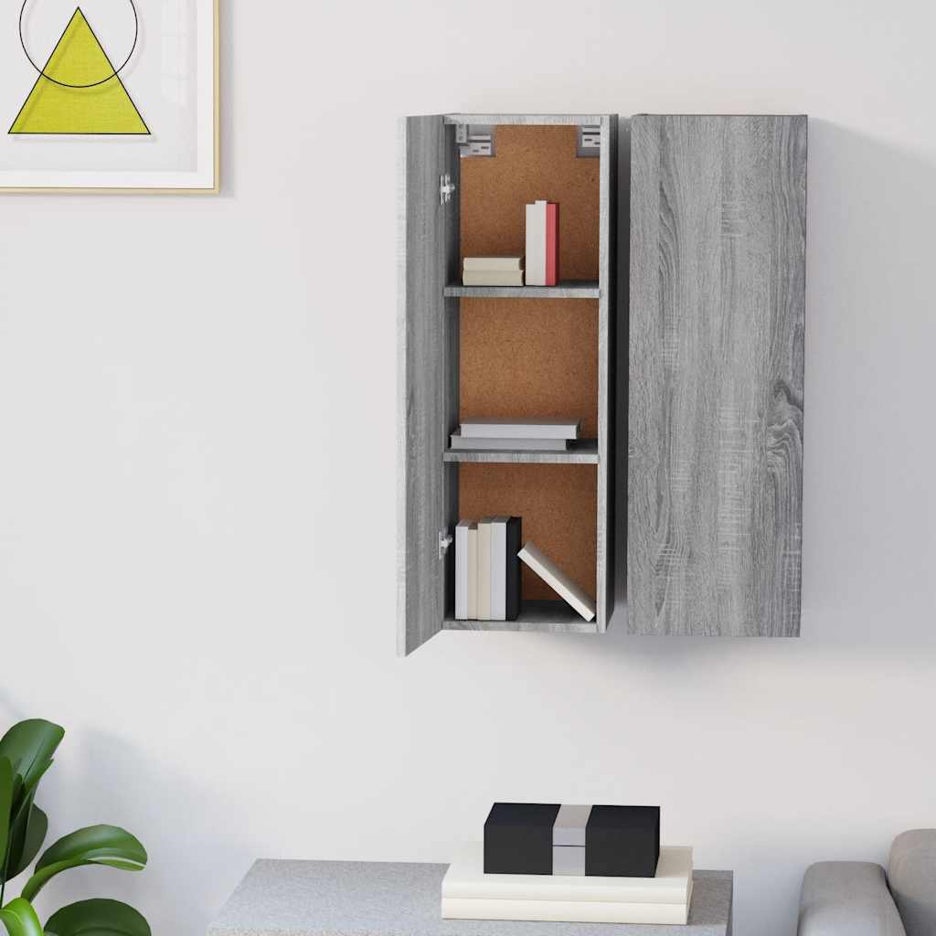 vidaXL TV-Schränke 2 Stk. Grau Sonoma 30,5x30x90 cm Holzwerkstoff