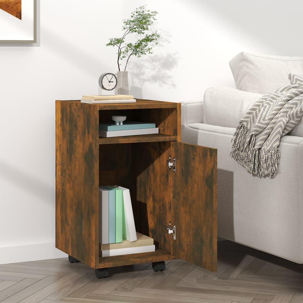 vidaXL Beistellschrank mit Rollen Räuchereiche 33x38x60 cm