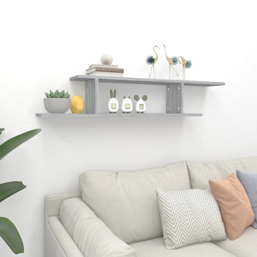 vidaXL TV-Wandregal Grau Sonoma 125x18x23 cm Holzwerkstoff