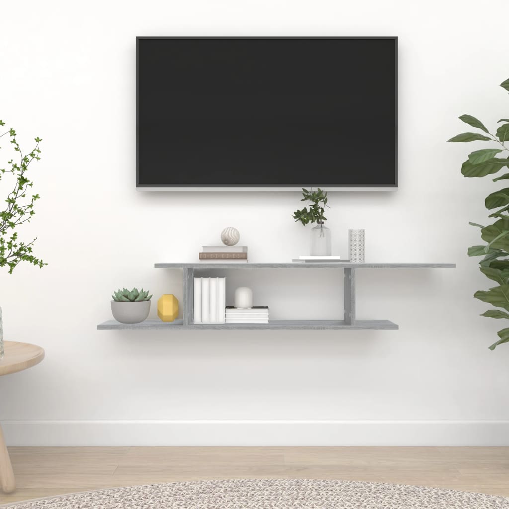 vidaXL TV-Wandregal Grau Sonoma 125x18x23 cm Holzwerkstoff