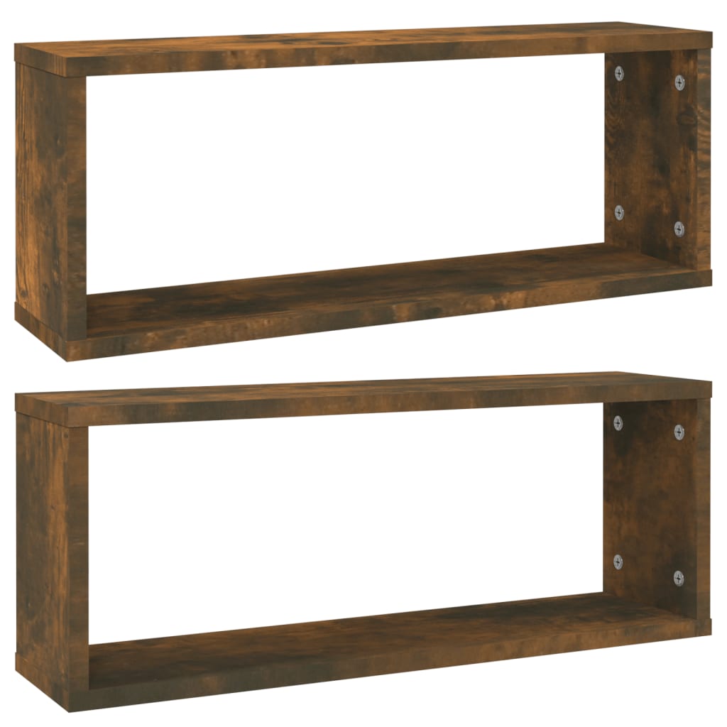 vidaXL Würfelregale 2 Stk. Räuchereiche 60x15x23 cm Holzwerkstoff