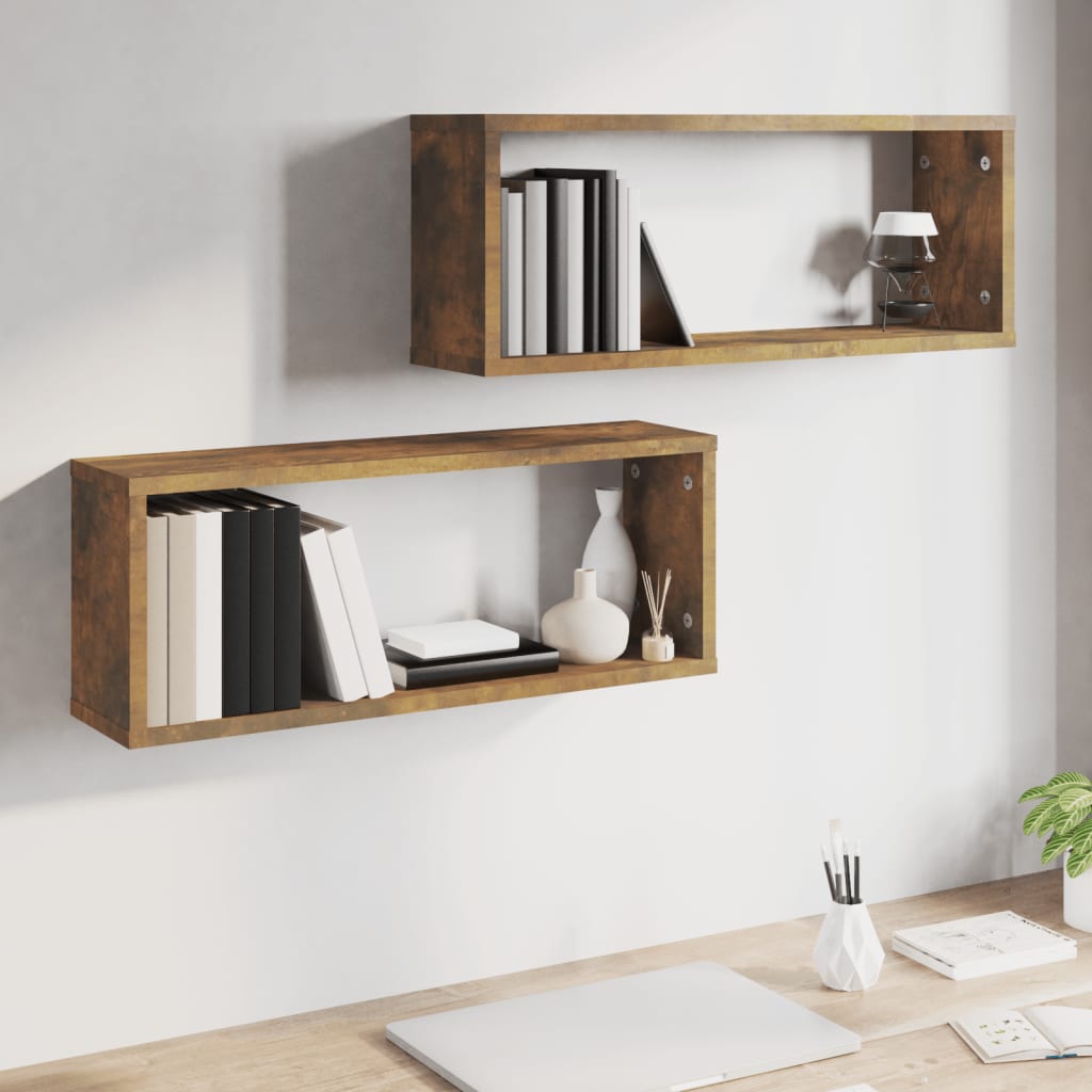 vidaXL Würfelregale 2 Stk. Räuchereiche 60x15x23 cm Holzwerkstoff
