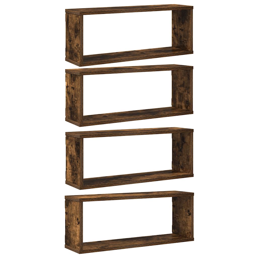 vidaXL Würfelregale 4 Stk. Räuchereiche 60x15x23 cm Holzwerkstoff