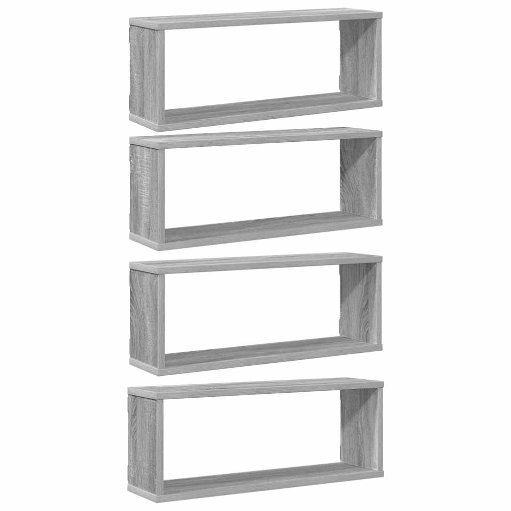 vidaXL Würfelregale 4 Stk. Grau Sonoma 60x15x23 cm Holzwerkstoff