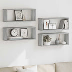 vidaXL Würfelregale 4 Stk. Grau Sonoma 60x15x23 cm Holzwerkstoff