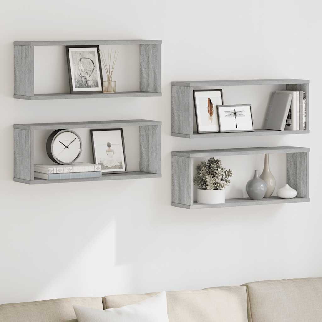 vidaXL Würfelregale 4 Stk. Grau Sonoma 60x15x23 cm Holzwerkstoff