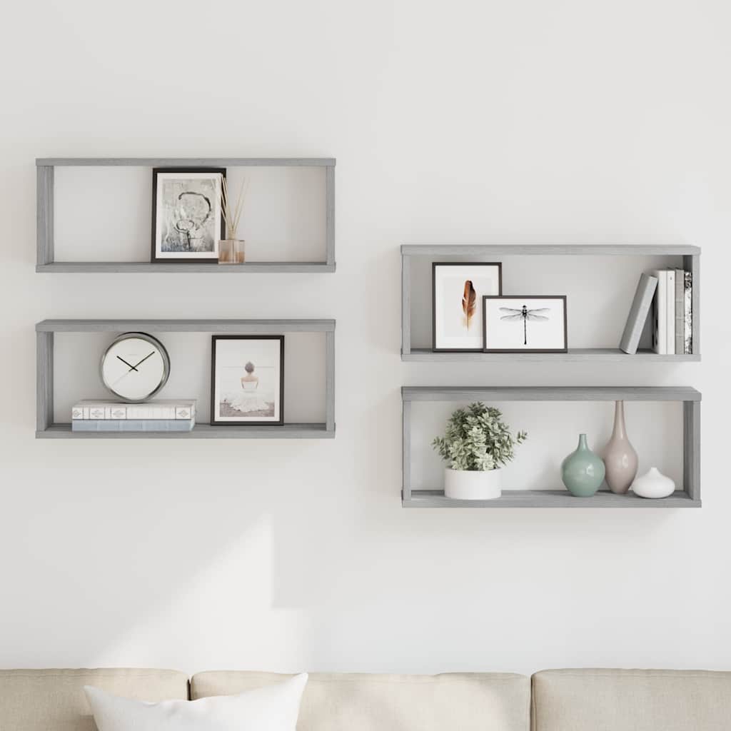 vidaXL Würfelregale 4 Stk. Grau Sonoma 60x15x23 cm Holzwerkstoff