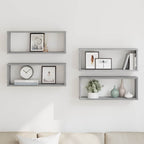 vidaXL Würfelregale 4 Stk. Grau Sonoma 60x15x23 cm Holzwerkstoff