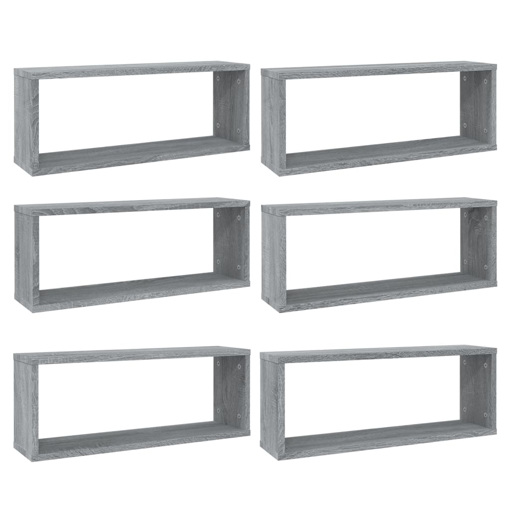 vidaXL Würfelregale 6 Stk. Grau Sonoma 60x15x23 cm Holzwerkstoff