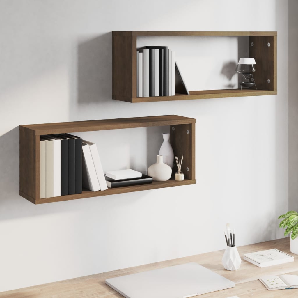 vidaXL Würfelregale 2 Stk. Braun Eichen-Optik 60x15x23cm Holzwerkstoff