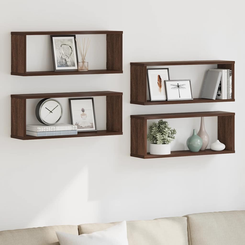 vidaXL Würfelregale 4 Stk. Braun Eichen-Optik 60x15x23cm Holzwerkstoff