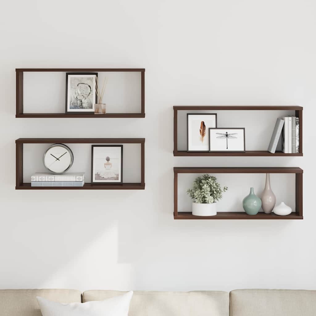 vidaXL Würfelregale 4 Stk. Braun Eichen-Optik 60x15x23cm Holzwerkstoff