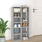 vidaXL Schuhregale 2 Stk. Grau Sonoma 27,5x27x102 cm Holzwerkstoff