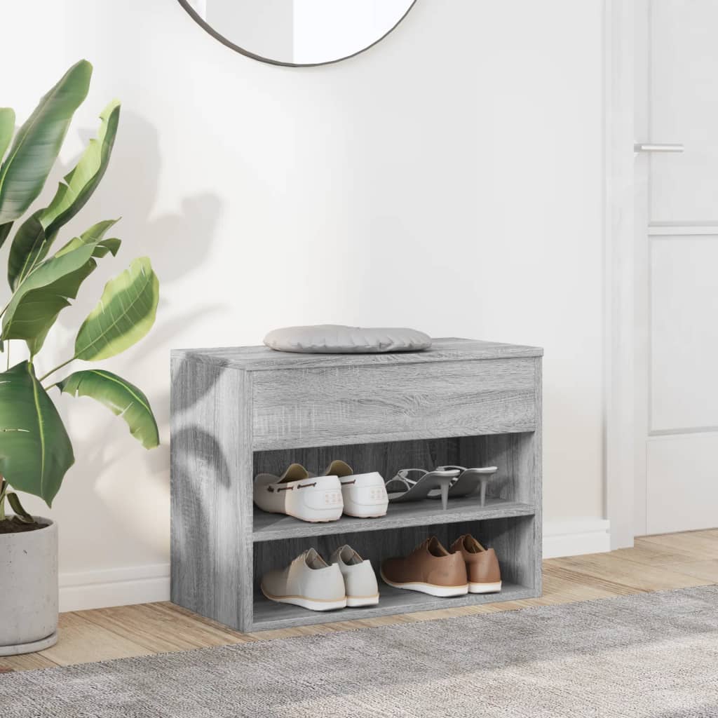 vidaXL Schuhbank Grau Sonoma 60x30x45 cm Holzwerkstoff