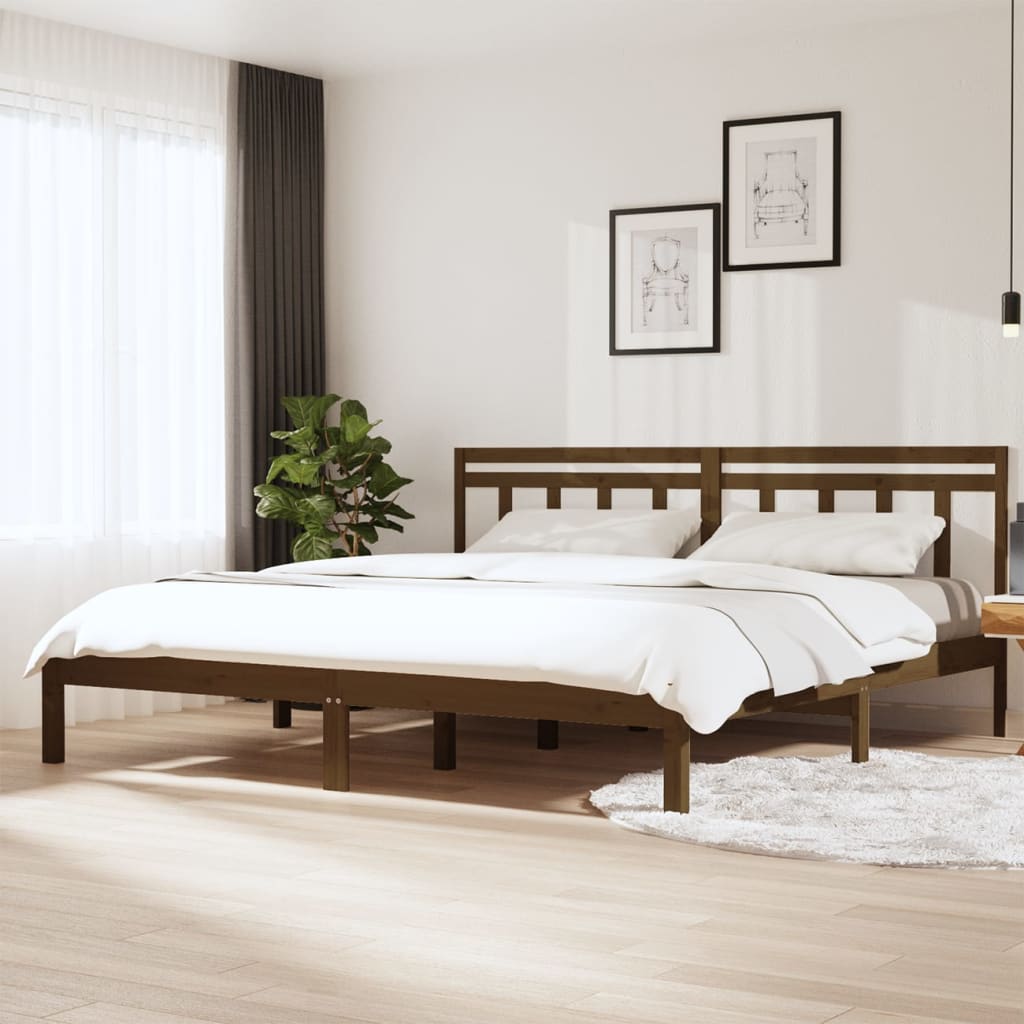 vidaXL Massivholzbett Honigbraun Kiefer 200x200 cm
