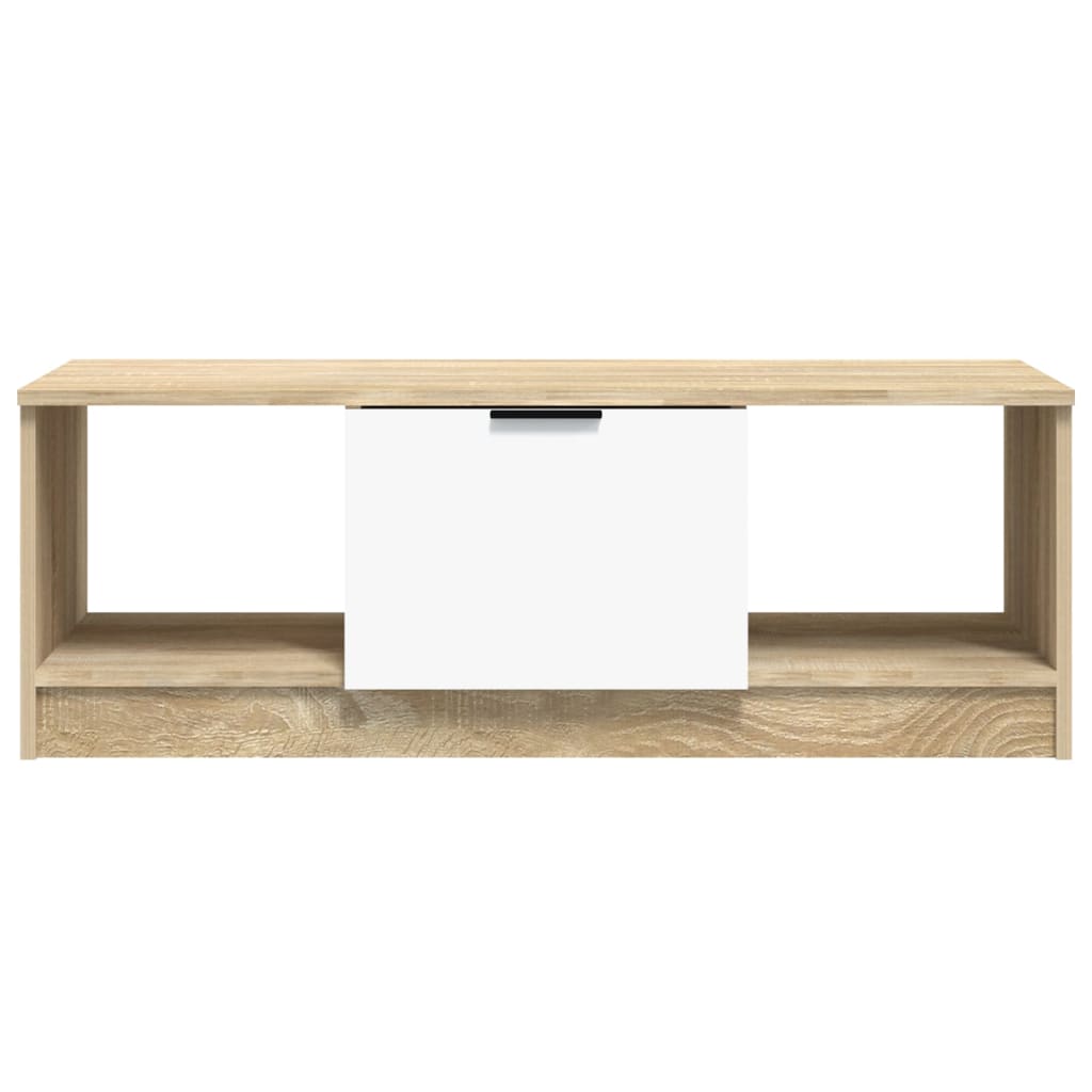 vidaXL Couchtisch Weiß und Sonoma-Eiche 102x50x36 cm Holzwerkstoff