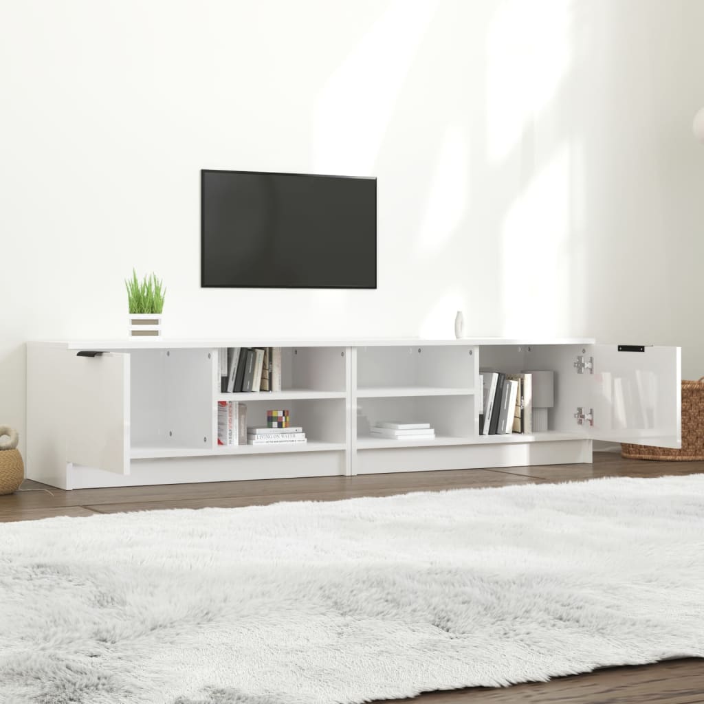 vidaXL TV-Schränke 2 Stk. Hochglanz-Weiß 80x35x36,5 cm Holzwerkstoff