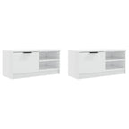 vidaXL TV-Schränke 2 Stk. Hochglanz-Weiß 80x35x36,5 cm Holzwerkstoff