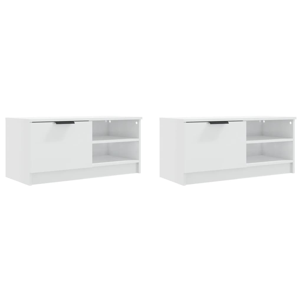 vidaXL TV-Schränke 2 Stk. Hochglanz-Weiß 80x35x36,5 cm Holzwerkstoff