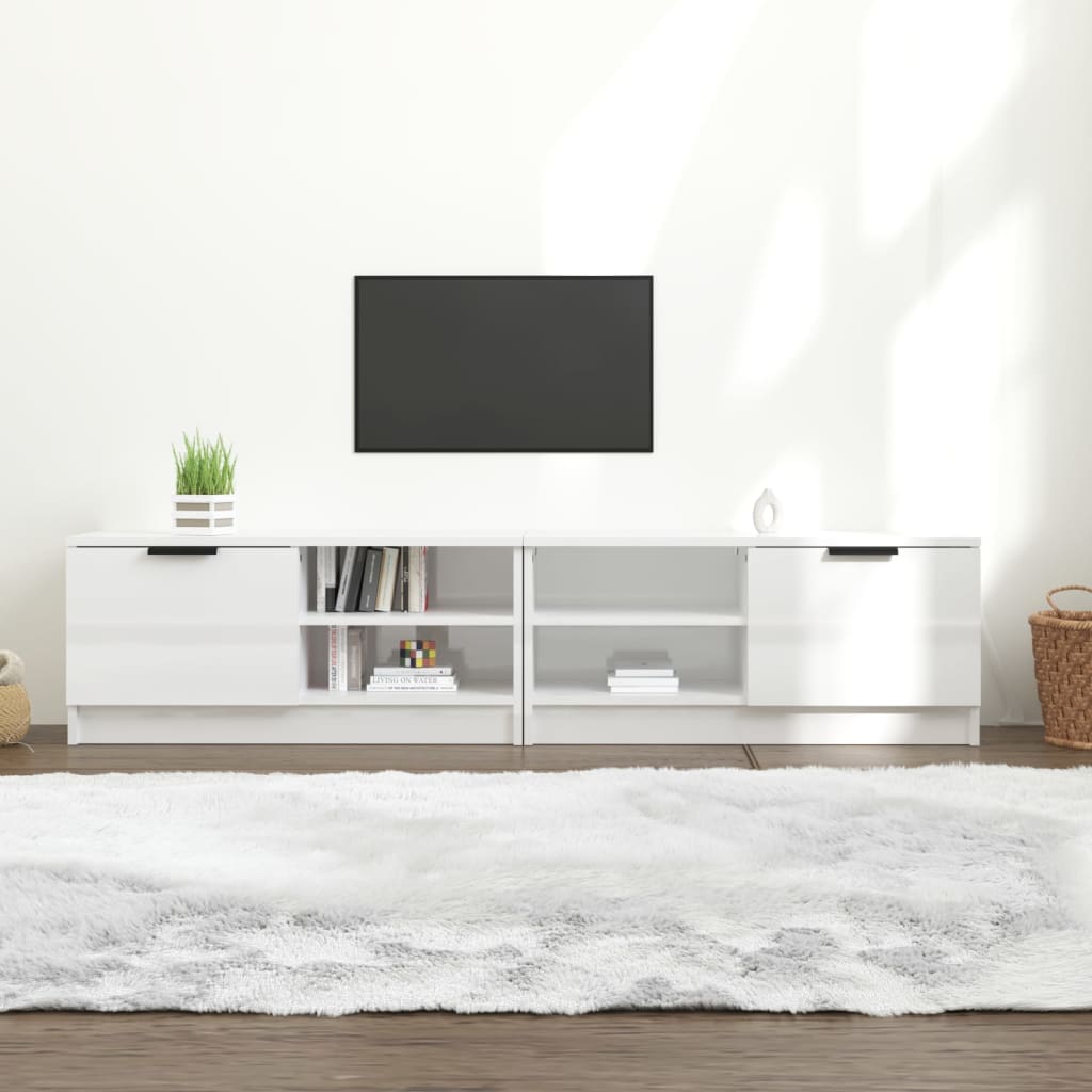 vidaXL TV-Schränke 2 Stk. Hochglanz-Weiß 80x35x36,5 cm Holzwerkstoff
