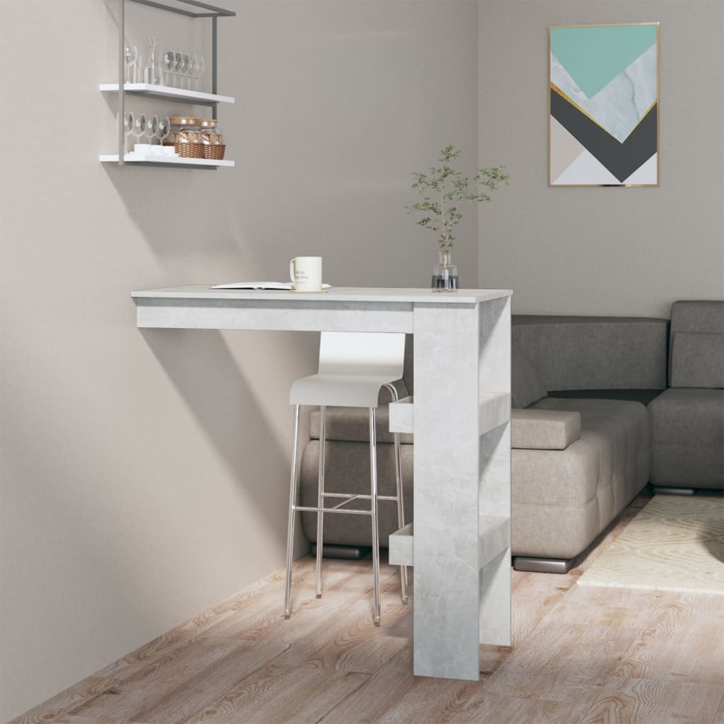 vidaXL Wand-Bartisch Betongrau 102x45x103,5 cm Holzwerkstoff