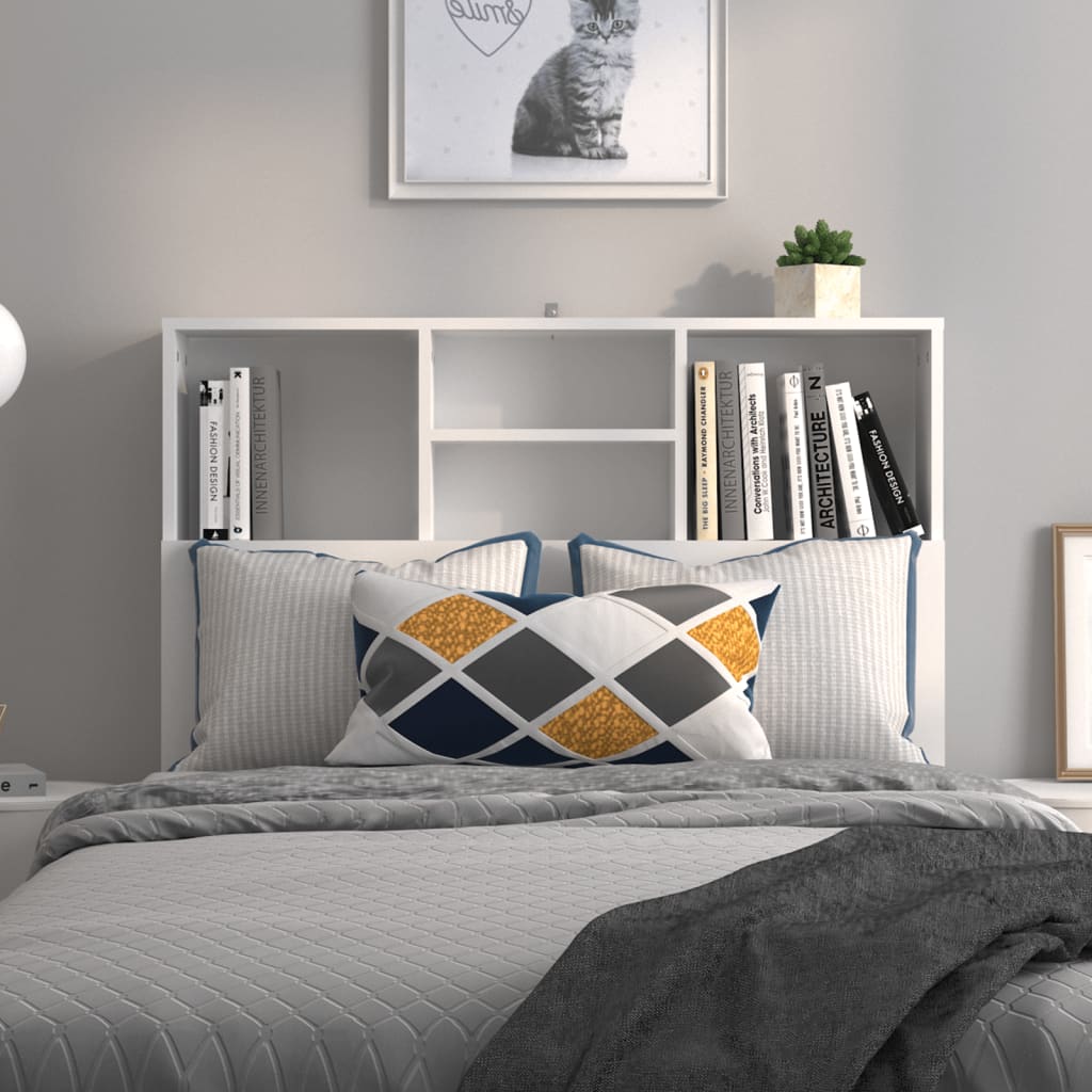 vidaXL Bett-Kopfteil mit Ablagen Weiß 100x19x103,5 cm