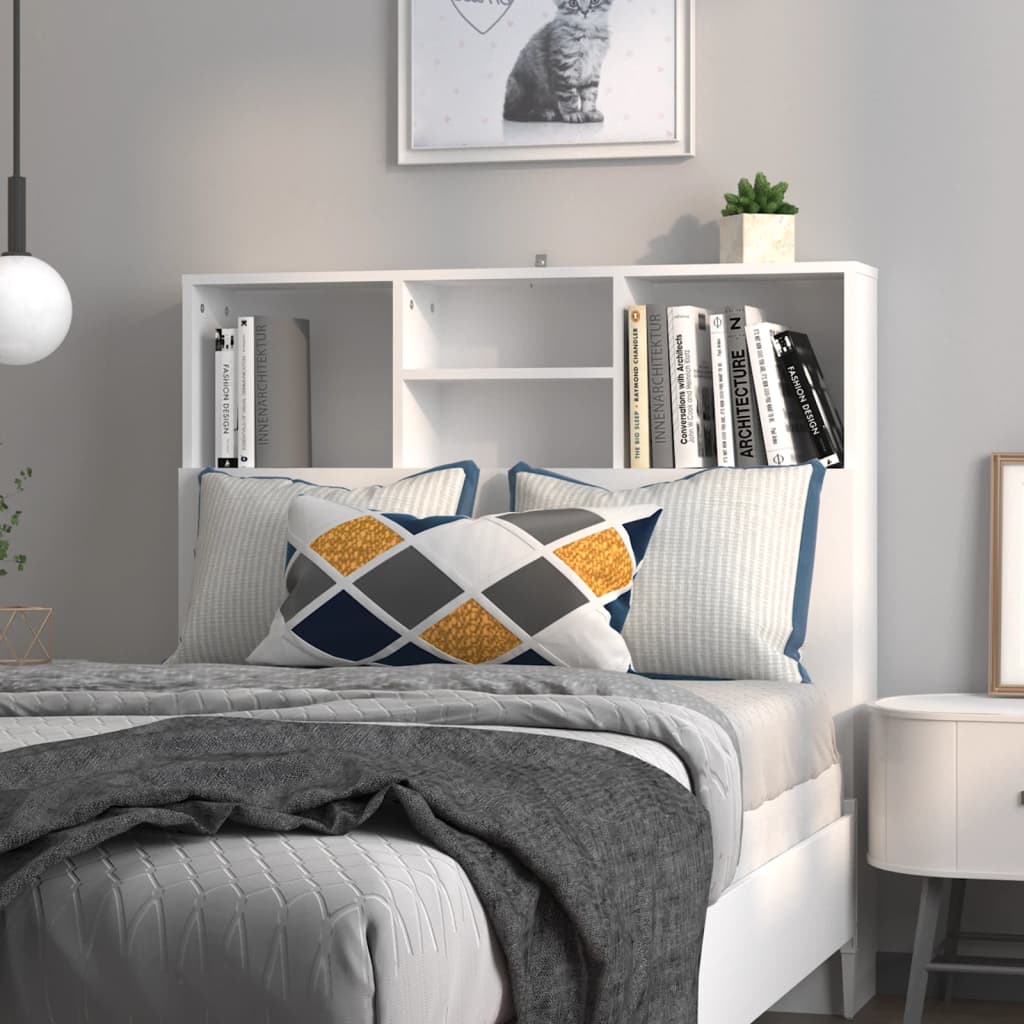 vidaXL Bett-Kopfteil mit Ablagen Weiß 100x19x103,5 cm