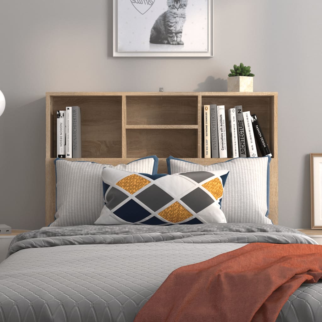 vidaXL Bett-Kopfteil mit Ablagen Sonoma-Eiche 100x19x103,5 cm