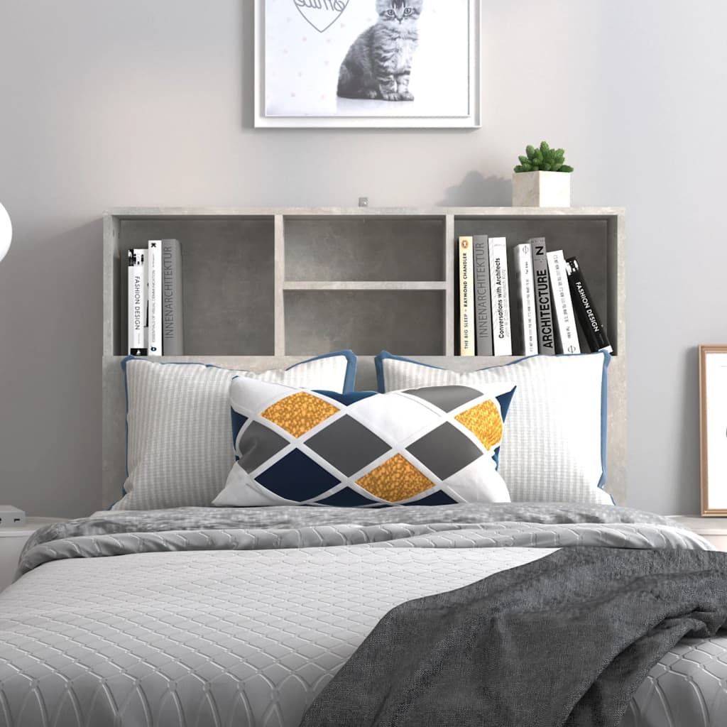 vidaXL Bett-Kopfteil mit Ablagen Betongrau 100x19x103,5 cm