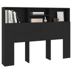 vidaXL Kopfteil mit Ablagen Schwarz 140x19x103,5 cm