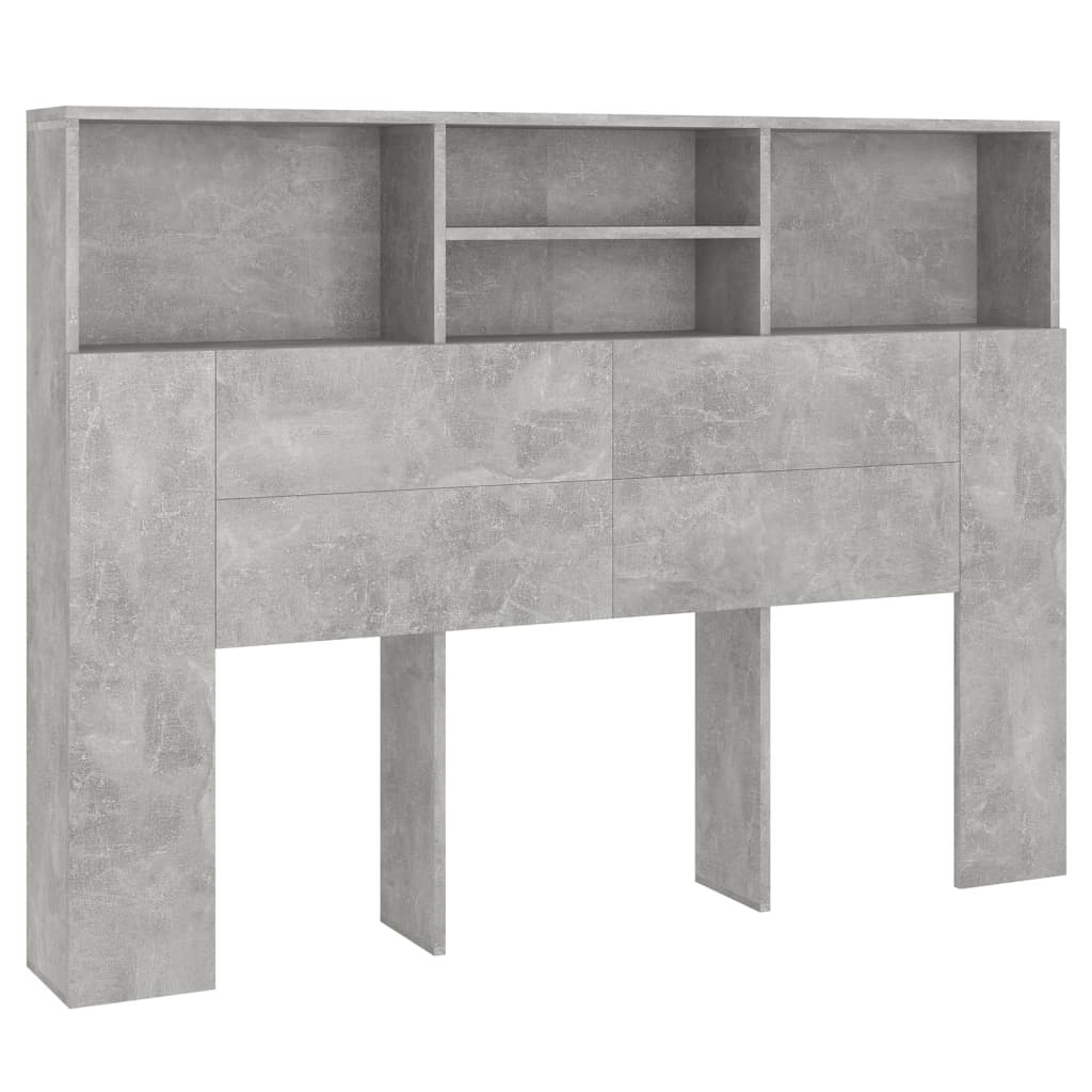 vidaXL Kopfteil mit Ablagen Betongrau 140x19x103,5 cm