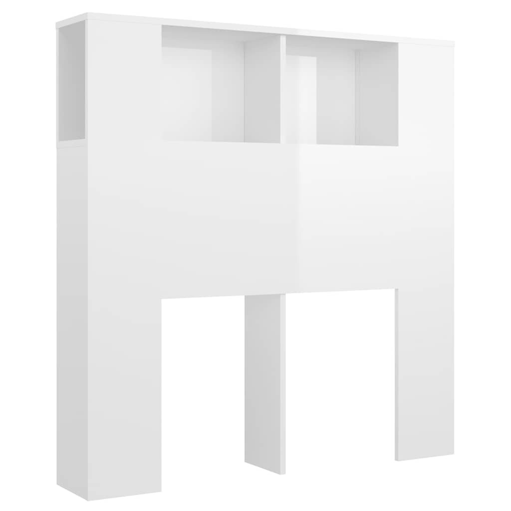 vidaXL Kopfteil mit Ablagen Hochglanz-Weiß 100x18,5x102,5 cm