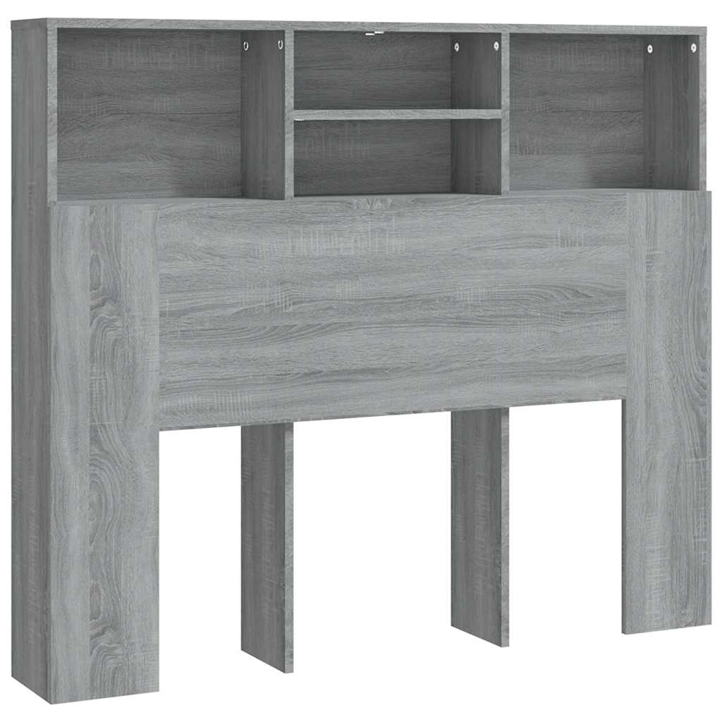 vidaXL Kopfteil mit Ablagen Grau Sonoma 120x19x103,5 cm