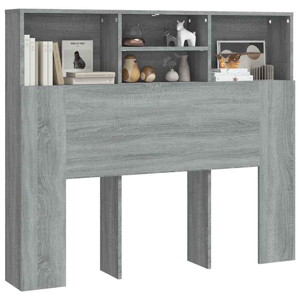 vidaXL Kopfteil mit Ablagen Grau Sonoma 120x19x103,5 cm