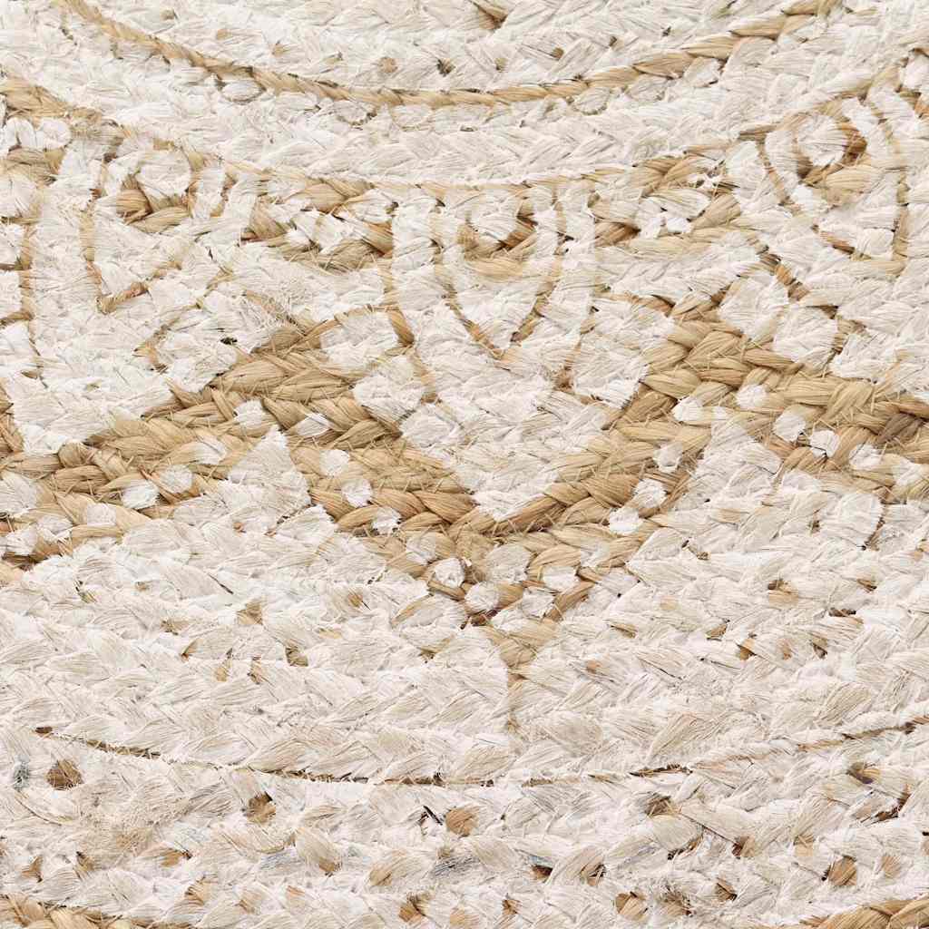 vidaXL Teppich Jute Geflochten Bedruckt 180 cm Rund