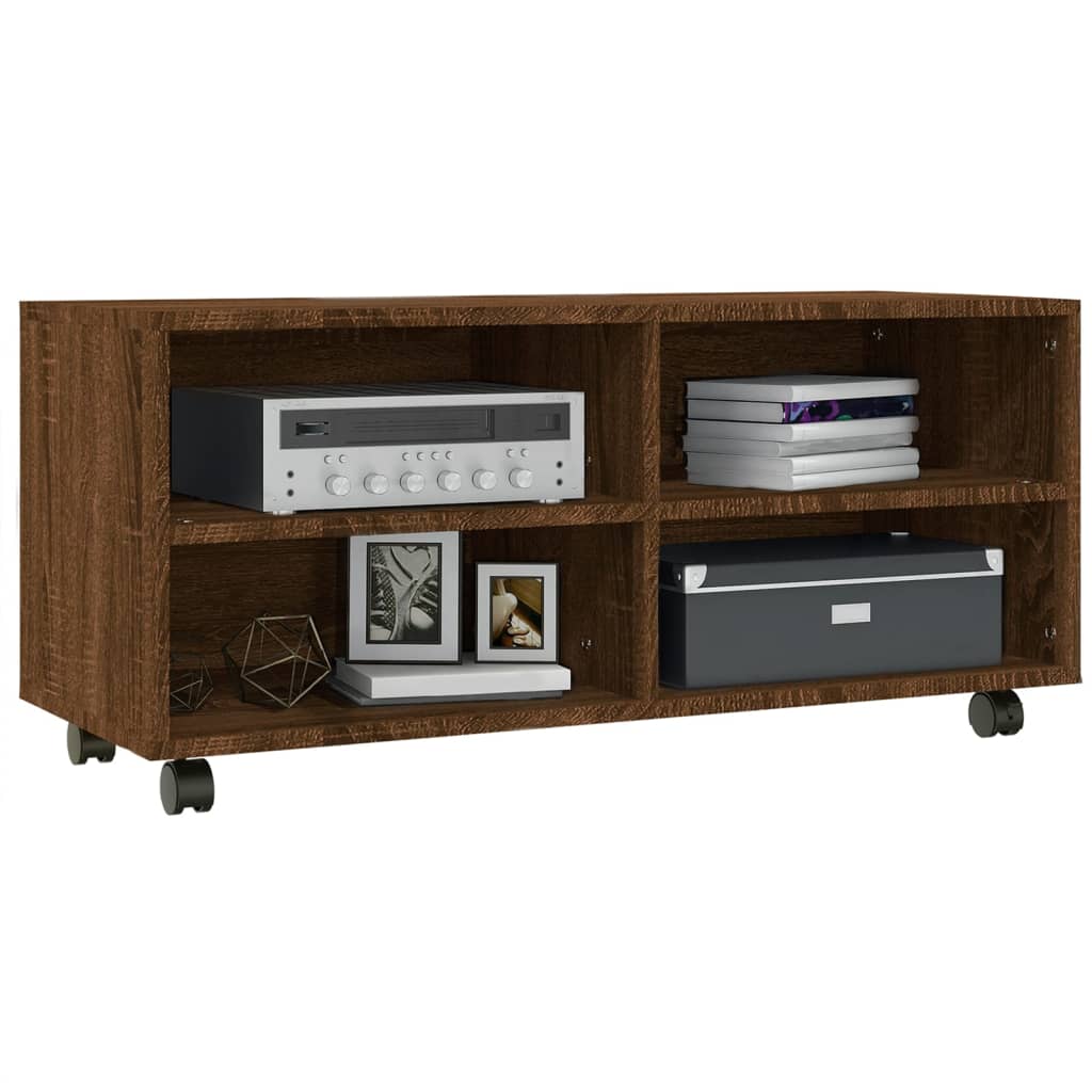 vidaXL TV-Schrank mit Rollen Braun Eiche 90x35x35 cm Holzwerkstoff