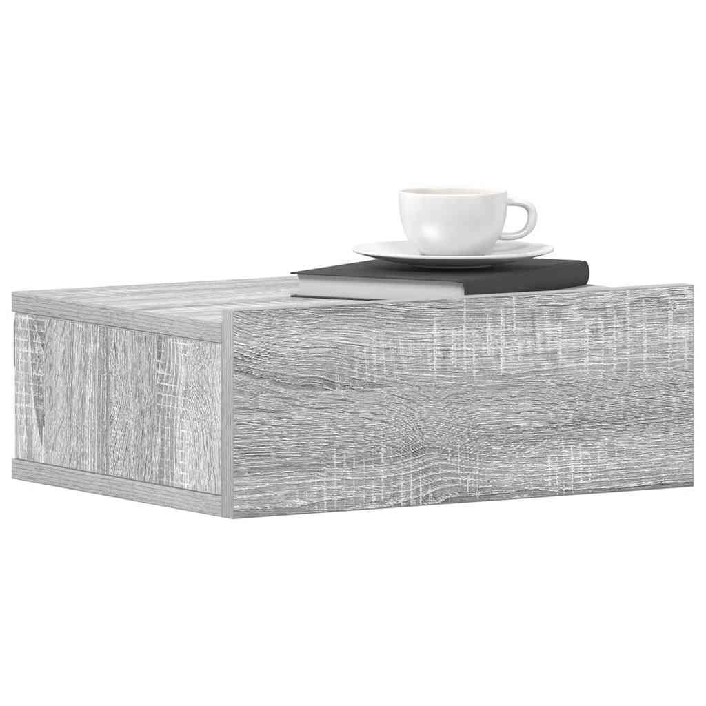 vidaXL Hängender Nachttisch Grau Sonoma 40x30x15 cm Holzwerkstoff