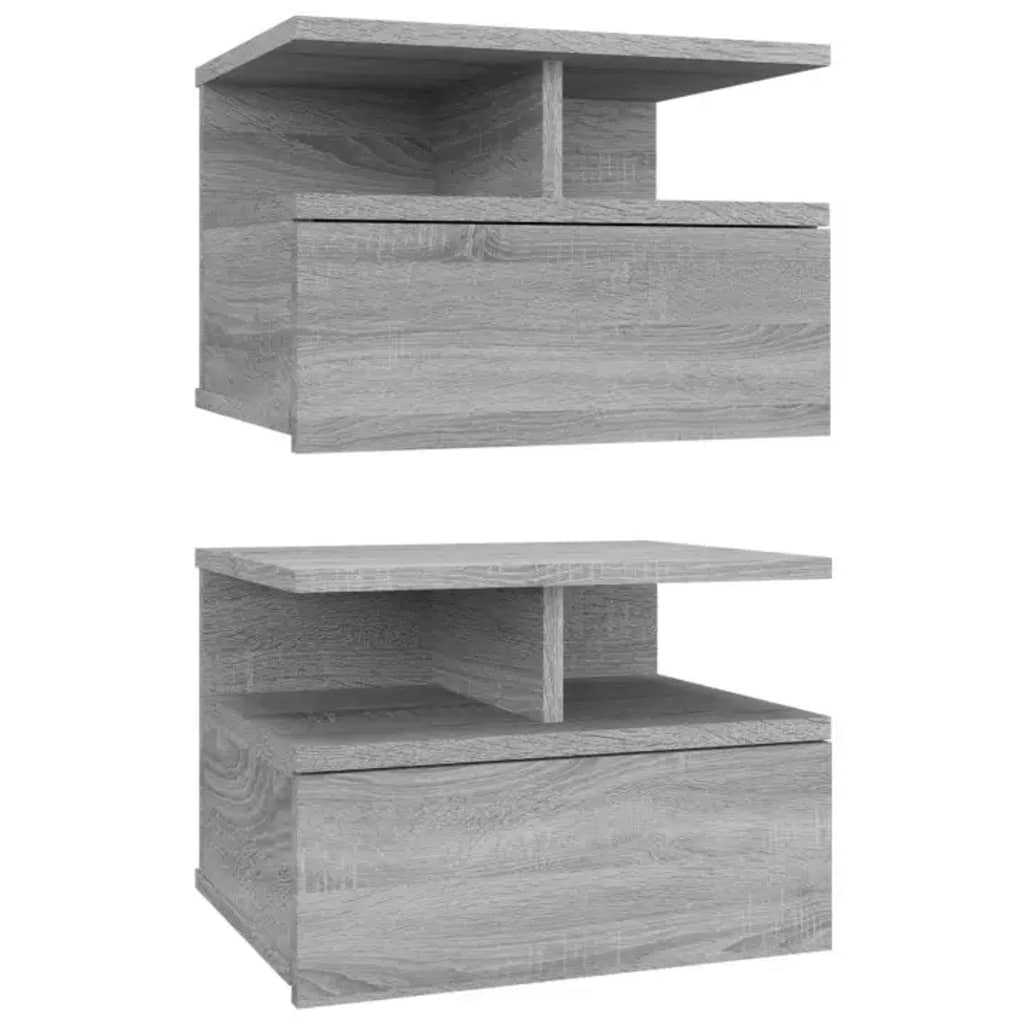 vidaXL Nachttisch 2Stk. Hängend Grau Sonoma 40x31x27 cm Holzwerkstoff