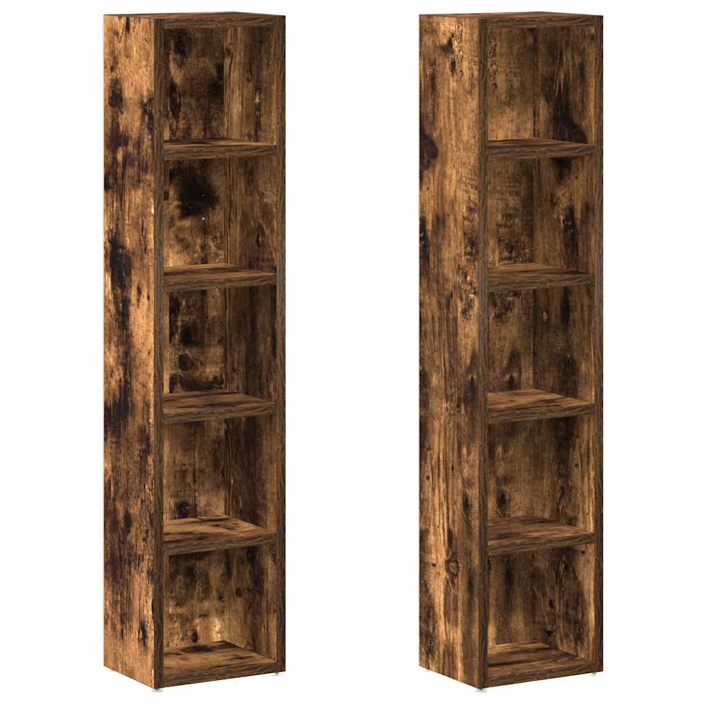 vidaXL CD-Regale 2 Stk. Räuchereiche 21x16x93,5 cm Holzwerkstoff