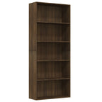 vidaXL Bücherregal 5 Fächer Braun Eichen-Optik 80x30x189 cm