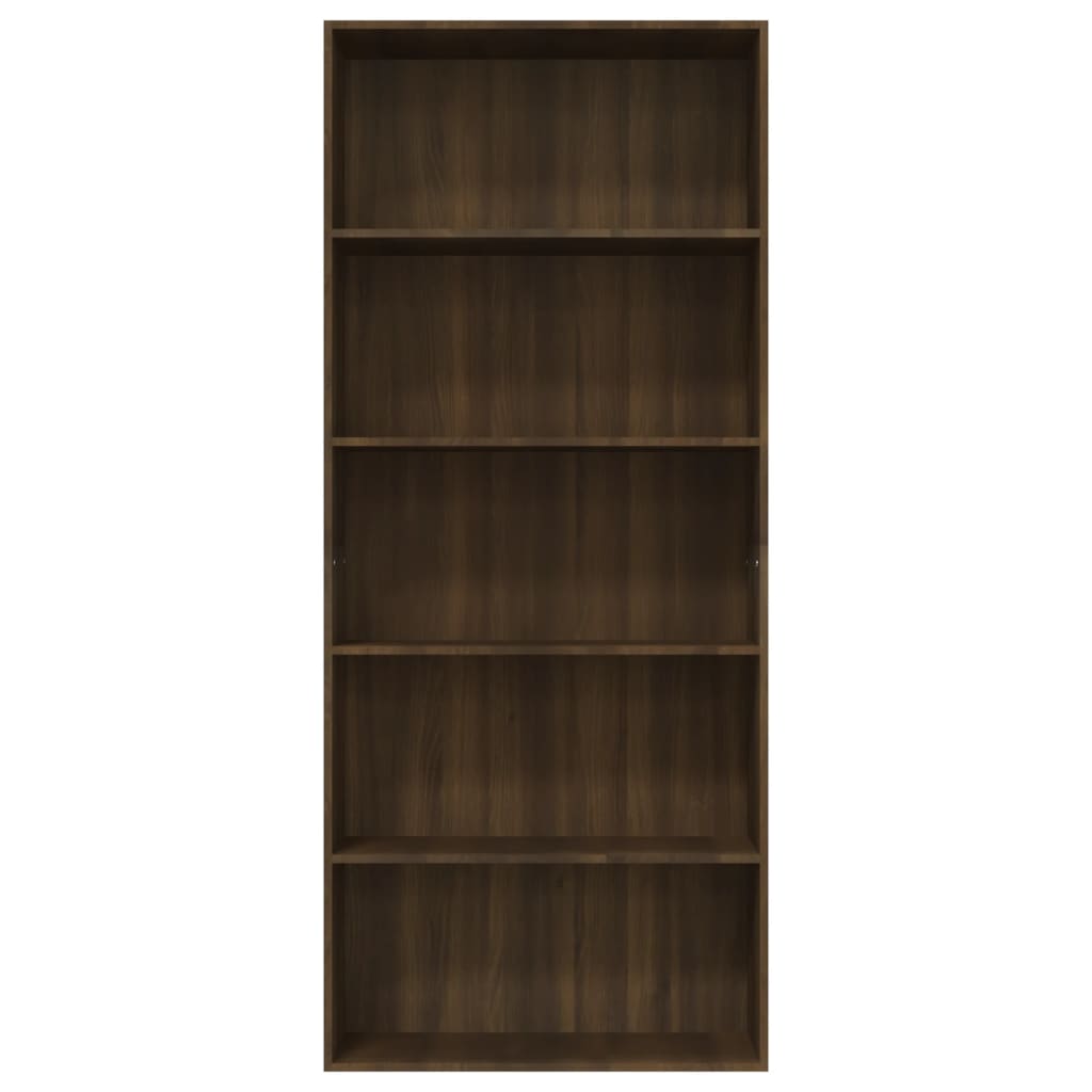 vidaXL Bücherregal 5 Fächer Braun Eichen-Optik 80x30x189 cm