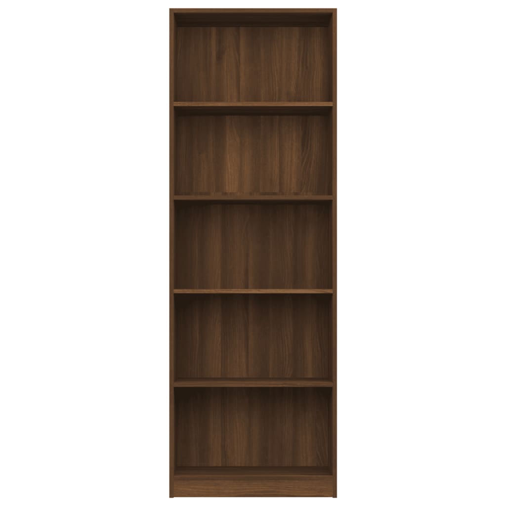 vidaXL Bücherregal 5 Fächer Braun Eichen-Optik 60x24x175 Holzwerkstoff