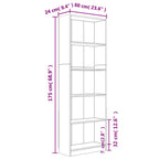 vidaXL Bücherregal 5 Fächer Braun Eichen-Optik 60x24x175 Holzwerkstoff