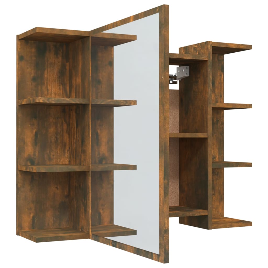 vidaXL Bad-Spiegelschrank Räuchereiche 80x20,5x64 cm Holzwerkstoff