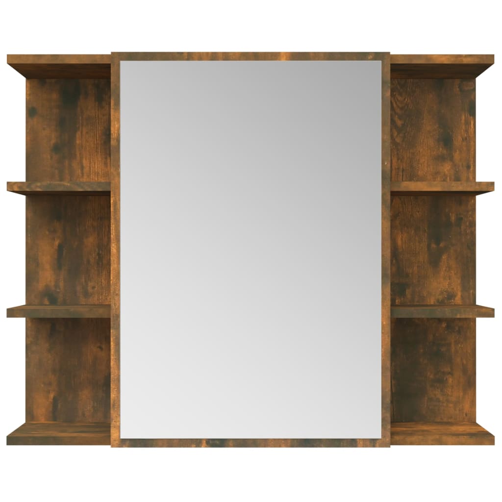 vidaXL Bad-Spiegelschrank Räuchereiche 80x20,5x64 cm Holzwerkstoff