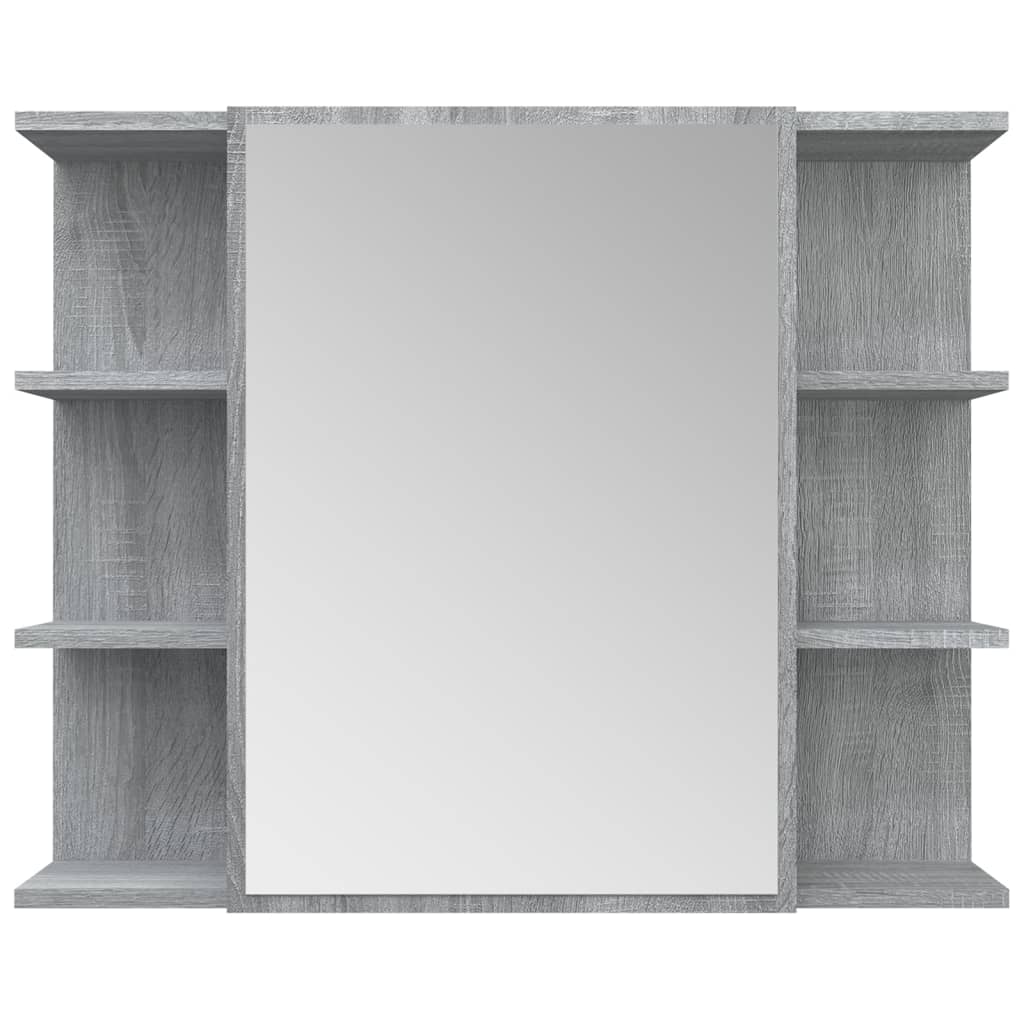 vidaXL Bad-Spiegelschrank Grau Sonoma 80x20,5x64 cm Holzwerkstoff