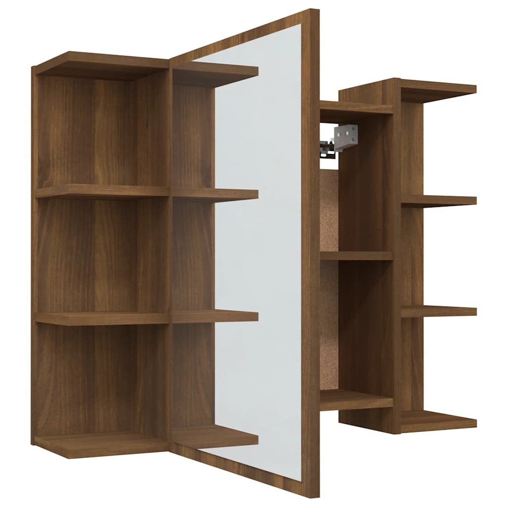 vidaXL Bad-Spiegelschrank Braun Eiche-Optik 80x20,5x64cm Holzwerkstoff