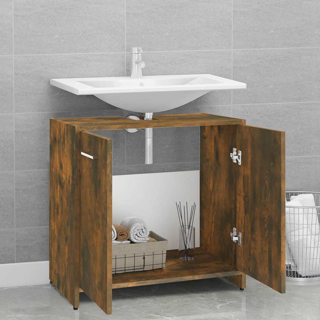 vidaXL Badschrank Räuchereiche 60x33x60 cm Holzwerkstoff