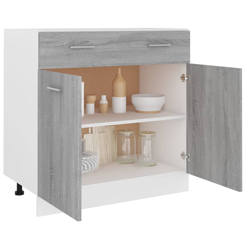 vidaXL Unterschrank mit Schublade Grau Sonoma 80x46x81,5 cm