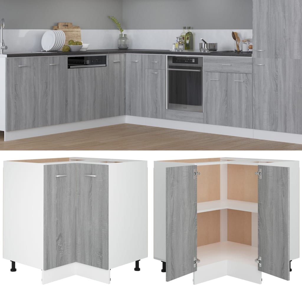 vidaXL Küchenschrank Lyon Grau Sonoma 75,5x75,5x81,5 cm Holzwerkstoff
